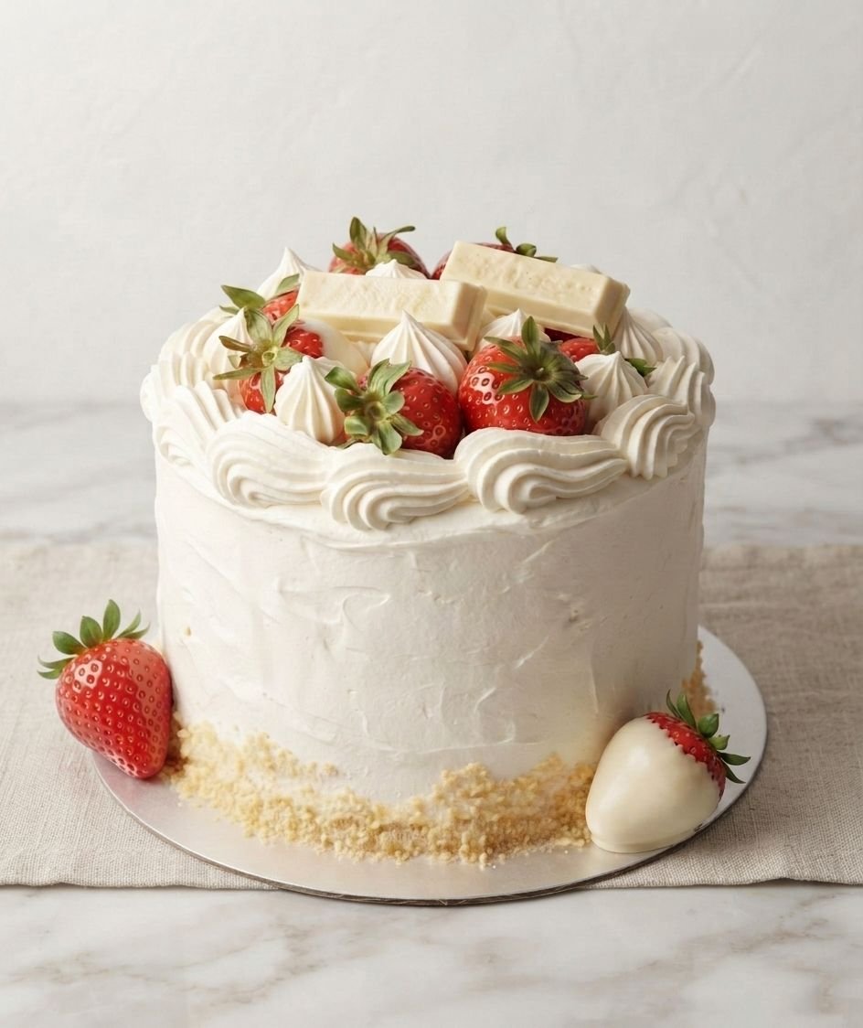 Pink strawberry drip custom cake with fresh berries, Wesley Chapel bakery